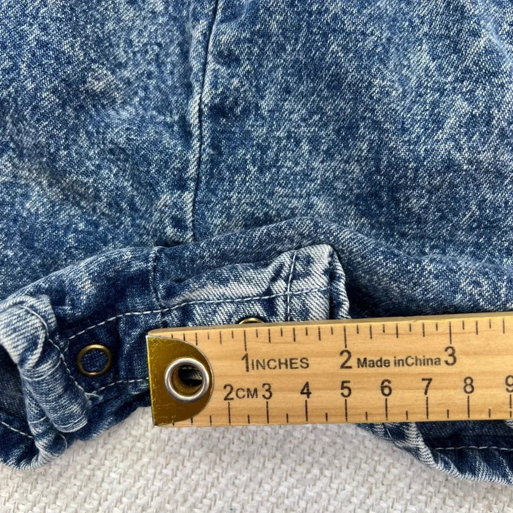 OshKosh B'gosh Denim Shortalls Kids 18M Blue Acid Wash VTG 80s Made in USA